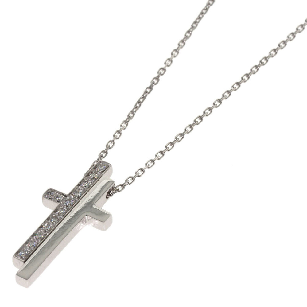 Gucci Separate Cross Diamond Necklace 18K White Gold Women's GUCCI